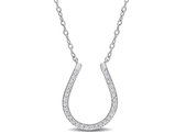 1/6 Carat (ctw) Diamond Horseshoe Charm Pendant Necklace in Sterling Silver with Chain